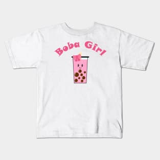 Boba Girl in Pink Kids T-Shirt